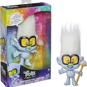 DreamWorks Trolls World Tour Rappin Tiny Diamond Doll With Scepter and Fun Voice